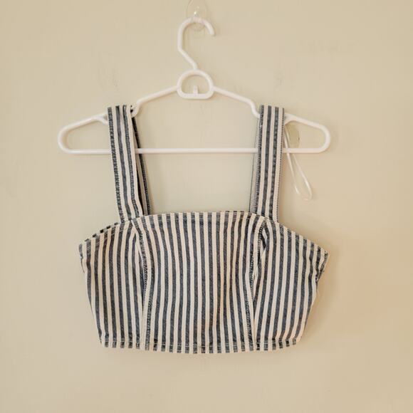 Zara Striped Denim Crop Top - Picture 3 of 6